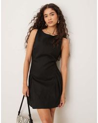 Mango - Linen Mix Drop Waist Mini Dress - Lyst