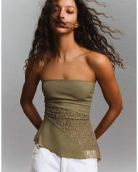 Bershka - Asymmetric Lace Bandeau Top - Lyst