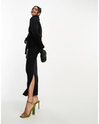 ASOS - Supersoft Volume Sleeve Roll Neck Belted Maxi Jumper Dress - Lyst