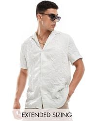 ASOS - Short Sleeve Relaxed Fit Deep Revere Collar Satin Shirt - Lyst