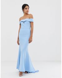 jarlo tall cami strap maxi dress with button back detail in blue