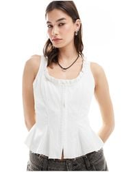 Weekday - Elvie Frill Top With Hook And Eye Front - Lyst