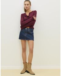 Stradivarius - Gebreid Vest Met Knopen En Ruches - Lyst