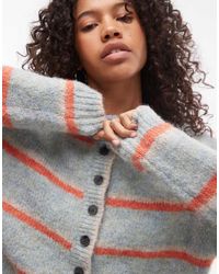 TOPSHOP - Knitted Oversized Boxy Stripe Cardigan - Lyst