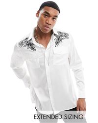 ASOS - Relaxed Satin Shirt With Western Detail - Lyst