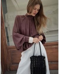 NA-KD - Balloon Sleeve Open Back Blouse - Lyst