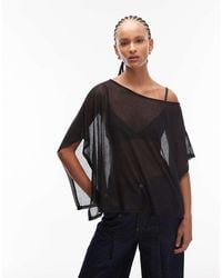 ASOS - Knit-look Semi Sheer Asymmetric Cape Top - Lyst