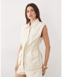 Mango - Aria 100% Cotton Cinched Waist Vest Co-ord - Lyst