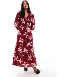 Wednesday's Girl - Plunge Front Floral Print Midaxi Dress - Lyst