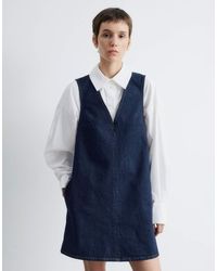 & Other Stories - Stretch Denim V-neck Mini Dress With Front Seam - Lyst