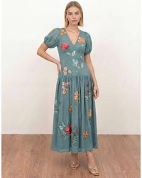 Maya - Floral Embroidered Dropped Waist Midaxi Dress - Lyst