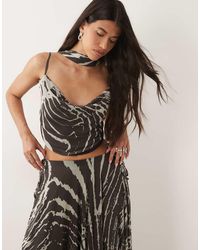 ASOS - Top Con Sciarpa E Scollo Ad Anello Zebrato - Lyst