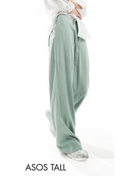 ASOS - Tall Wide Leg Pull On Trouser With Linen - Lyst