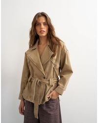 TOPSHOP - X Cara Denim Cropped Trench Jacket - Lyst