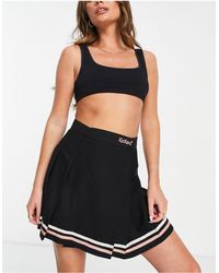 Kickers Pleated Mini Tennis Skirt With Contrast Stripe - Black