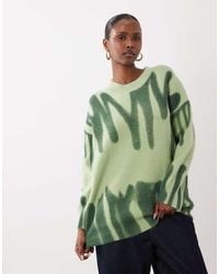 Kiwi & Co - Poplar Crew Neck Paint Spill Look Oversized Sweater - Lyst