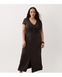 ASOS - Asos Design Curve Button Front Ruched Waist Tea Dress - Lyst