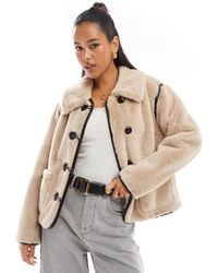Threadbare - Faux Fur Button Up Jacket - Lyst
