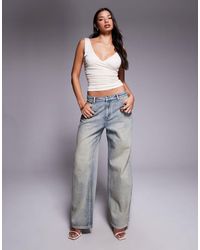 Tiger Mist - Zanthe Butterfly Print Low-mid Rise Oversized Straight Leg Jeans - Lyst