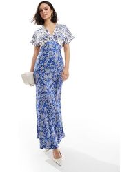 Never Fully Dressed - Elodie Contrast Print Maxi Dress - Lyst