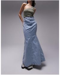 TOPSHOP - Highwaist Denim Fishtail Skirt - Lyst