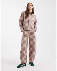 ASOS - – barrel-leg-hose mit verwaschenem karomuster - Lyst