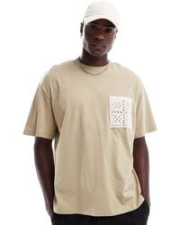 Only & Sons - T-Shirt Oversize Chiaro Con Tasca All'Uncinetto - Lyst