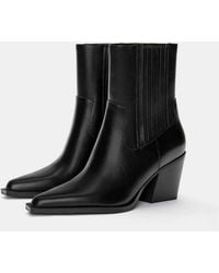 Pull&Bear - Stivaletti Stile Cowboy Neri Con Tacco - Lyst