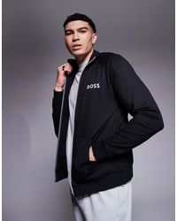 BOSS - Chaqueta Negra De Corte Estándar Con Cremallera De Tejido De Sudadera Authentic De - Lyst