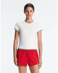 Oysho - Cotton Blend Double Rib Effect Short Sleeve T-Shirt - Lyst