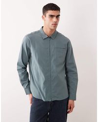 ASOS - Relaxed Zip Up Ribbed Shirt - Lyst