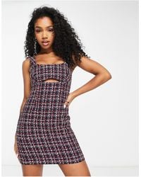 Miss Selfridge - Boucle Mini Pinny Dress With Cut Out Detail - Lyst