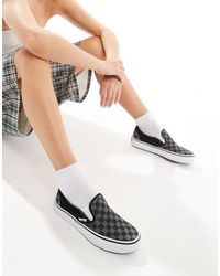 Vans - Sneakers senza lacci nere e grigie a scacchi - Lyst