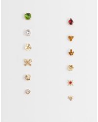 ASOS - Pack Of 12 Brooches With Mixed Gem Pin Studs - Lyst