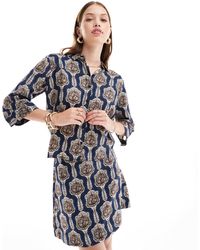Object - – kastige hemdbluse mit geraffter rückseite und vintage-blumenmuster, kombiteil - Lyst