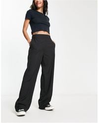 Pieces - High Waisted Straight Leg Trousers - Lyst