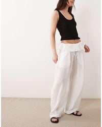ASOS - Sheer Textured Pull On Balloon Trousers With Waist Detail - Lyst