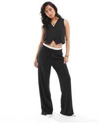 Pieces - Tailored Double Waistband Detail Wide Leg Trouser Co-Ord - Lyst