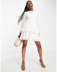 EVER NEW - Tiered Sheer Mini Dress - Lyst