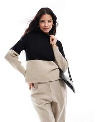 Vila - High Neck Colourblock Jumper - Lyst