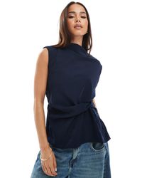 ASOS - Cowl Neck Sleeveless Top With Twist Waist Detail - Lyst