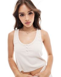 ASOS - Mix & Match Ribbed Tank Top With Lace Trim - Lyst