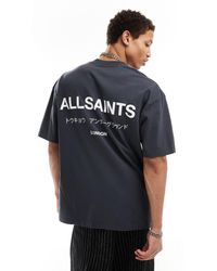 AllSaints - Camiseta azul nocturno extragrande underground exclusiva en asos - Lyst