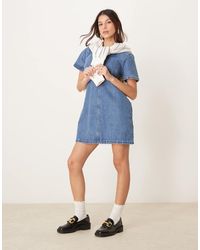 Abercrombie & Fitch - Short Sleeve Crew Neck Denim Mini Dress - Lyst