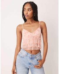 ASOS - Devore Mesh Ruffle Cami Top - Lyst
