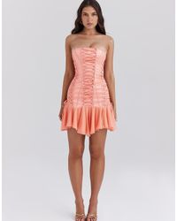House Of Cb - Sirena Satin Strapless Mini Dress - Lyst