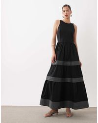 BOSS - Sheer Panel Full Skirt Midi Dress - Lyst