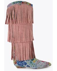 Kurt Geiger - Western Fringe Pull On Knee Boots - Lyst