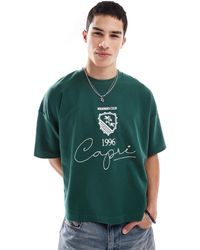 ASOS - T-shirt oversize coupe carrée en tissu gaufré épais 230 g/m2 à épaules tombantes avec broderies - Lyst
