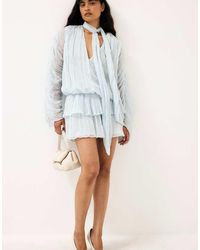 NA-KD - Scarf Detail Long Sleeve Mini Dress - Lyst